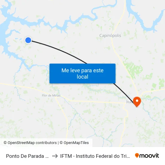 Ponto De Parada De Ipiaçu to IFTM - Instituto Federal do Triângulo Mineiro map