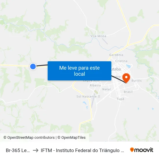 Br-365 Leste to IFTM - Instituto Federal do Triângulo Mineiro map