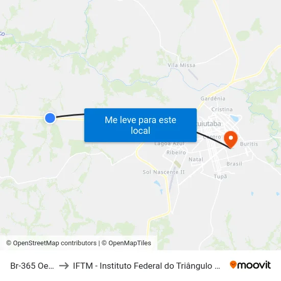 Br-365 Oeste to IFTM - Instituto Federal do Triângulo Mineiro map