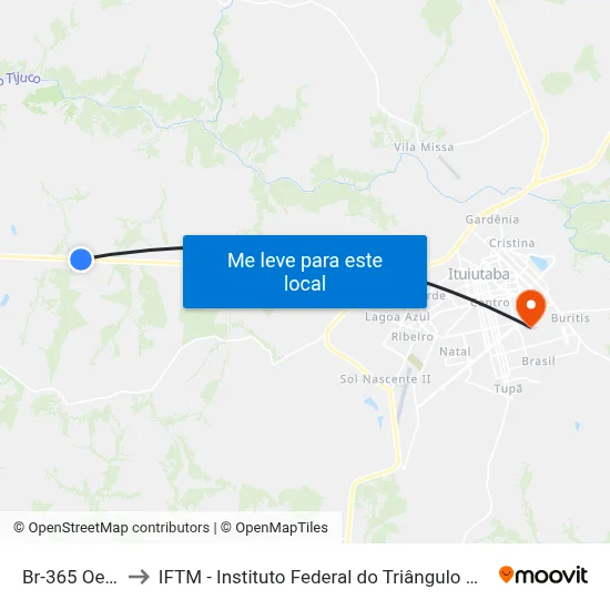Br-365 Oeste to IFTM - Instituto Federal do Triângulo Mineiro map