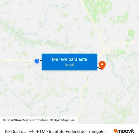 Br-365 Leste to IFTM - Instituto Federal do Triângulo Mineiro map