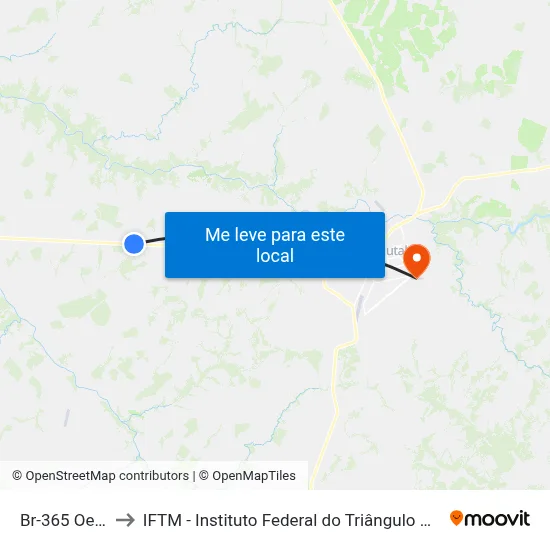 Br-365 Oeste to IFTM - Instituto Federal do Triângulo Mineiro map