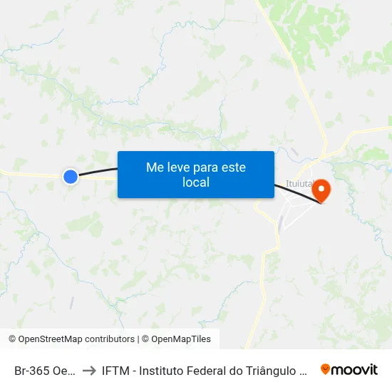 Br-365 Oeste to IFTM - Instituto Federal do Triângulo Mineiro map