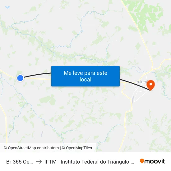 Br-365 Oeste to IFTM - Instituto Federal do Triângulo Mineiro map