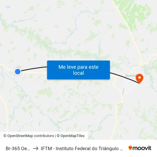 Br-365 Oeste to IFTM - Instituto Federal do Triângulo Mineiro map
