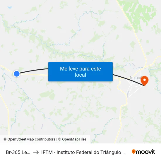 Br-365 Leste to IFTM - Instituto Federal do Triângulo Mineiro map