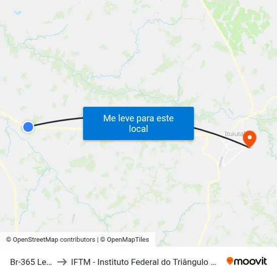 Br-365 Leste to IFTM - Instituto Federal do Triângulo Mineiro map