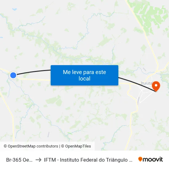 Br-365 Oeste to IFTM - Instituto Federal do Triângulo Mineiro map