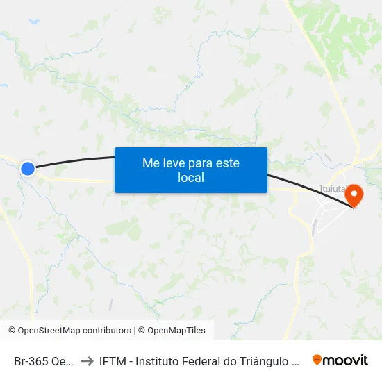 Br-365 Oeste to IFTM - Instituto Federal do Triângulo Mineiro map
