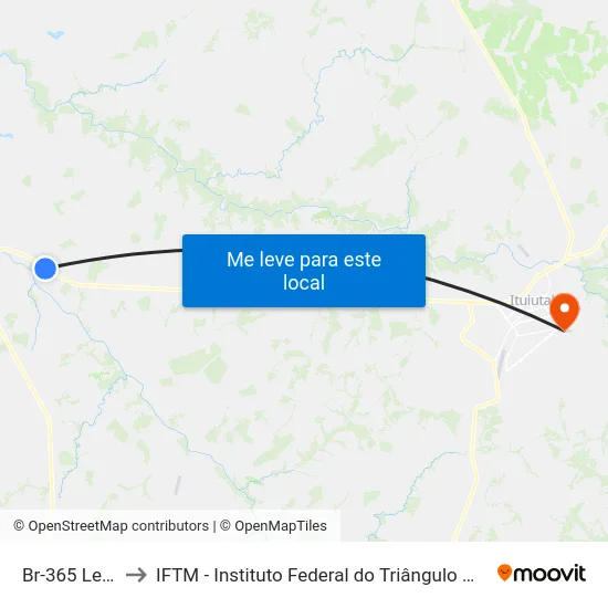 Br-365 Leste to IFTM - Instituto Federal do Triângulo Mineiro map