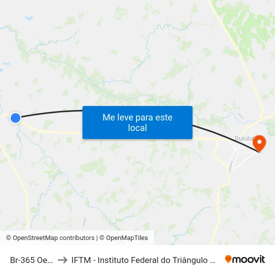 Br-365 Oeste to IFTM - Instituto Federal do Triângulo Mineiro map