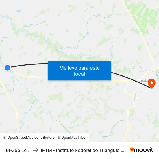 Br-365 Leste to IFTM - Instituto Federal do Triângulo Mineiro map