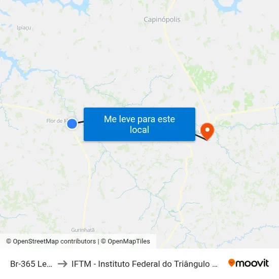 Br-365 Leste to IFTM - Instituto Federal do Triângulo Mineiro map