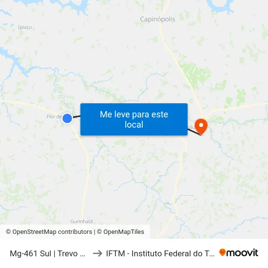 Mg-461 Sul | Trevo De Gurinhatã to IFTM - Instituto Federal do Triângulo Mineiro map