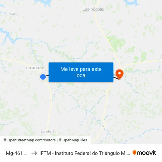 Mg-461 Sul to IFTM - Instituto Federal do Triângulo Mineiro map