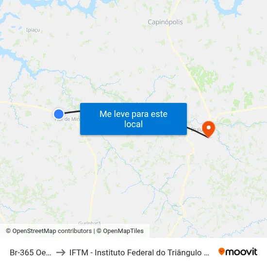 Br-365 Oeste to IFTM - Instituto Federal do Triângulo Mineiro map
