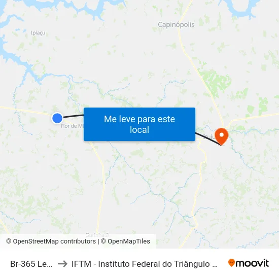 Br-365 Leste to IFTM - Instituto Federal do Triângulo Mineiro map