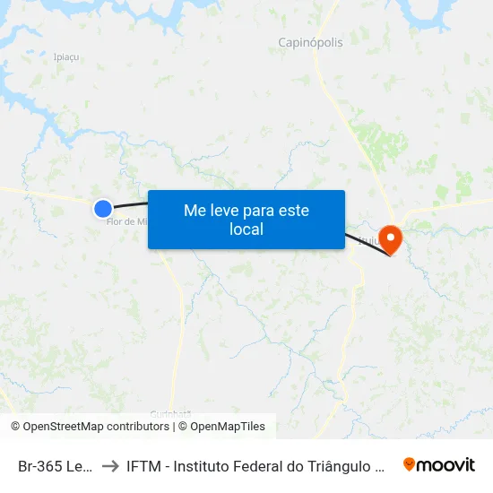 Br-365 Leste to IFTM - Instituto Federal do Triângulo Mineiro map
