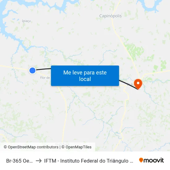 Br-365 Oeste to IFTM - Instituto Federal do Triângulo Mineiro map