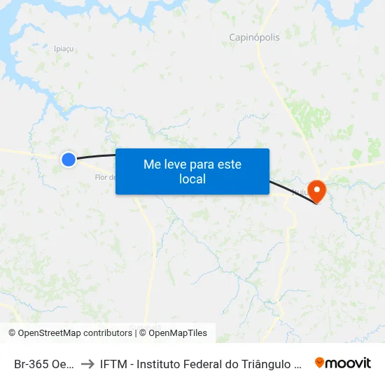 Br-365 Oeste to IFTM - Instituto Federal do Triângulo Mineiro map