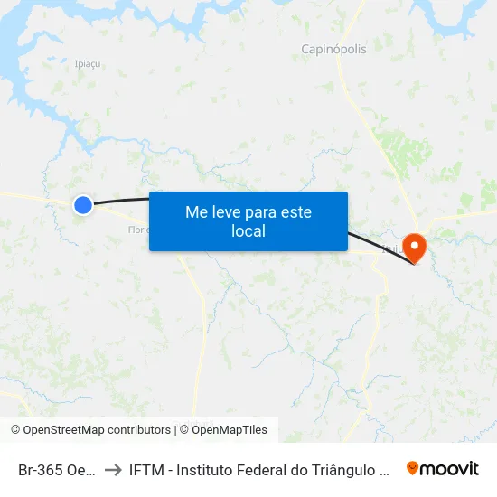Br-365 Oeste to IFTM - Instituto Federal do Triângulo Mineiro map
