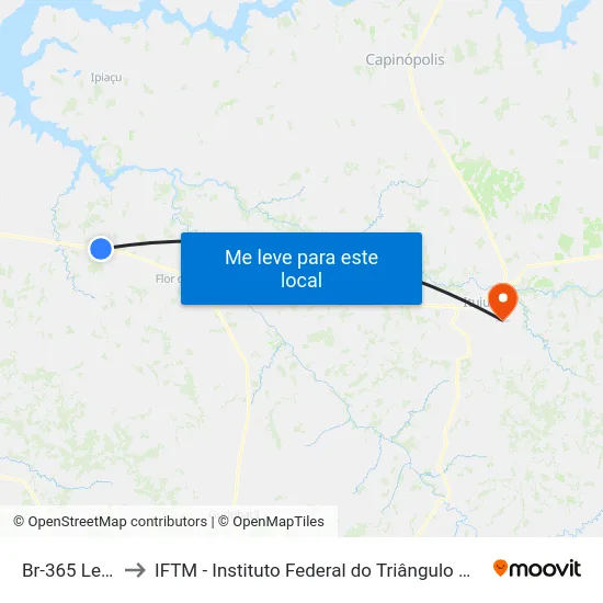 Br-365 Leste to IFTM - Instituto Federal do Triângulo Mineiro map