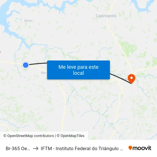 Br-365 Oeste to IFTM - Instituto Federal do Triângulo Mineiro map
