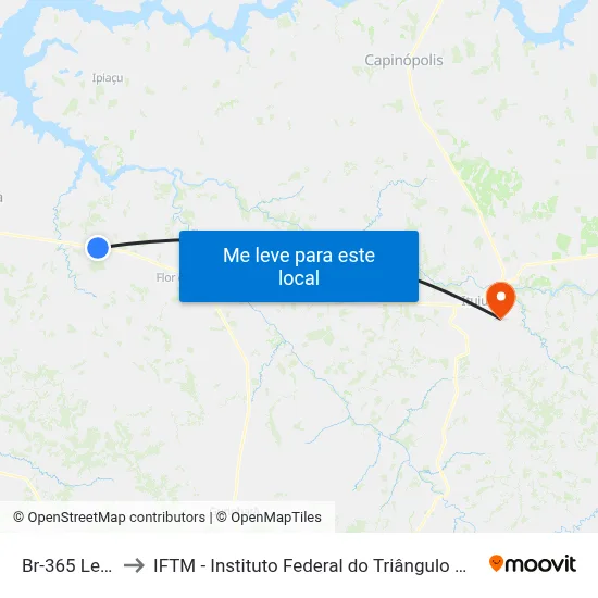 Br-365 Leste to IFTM - Instituto Federal do Triângulo Mineiro map