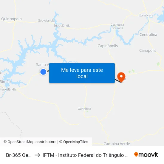 Br-365 Oeste to IFTM - Instituto Federal do Triângulo Mineiro map