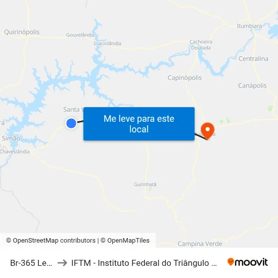 Br-365 Leste to IFTM - Instituto Federal do Triângulo Mineiro map