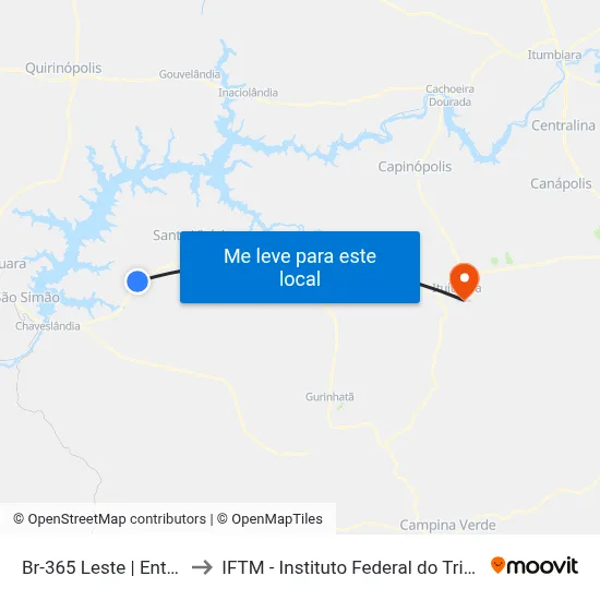 Br-365 Leste | Entr. Dsv-160 to IFTM - Instituto Federal do Triângulo Mineiro map