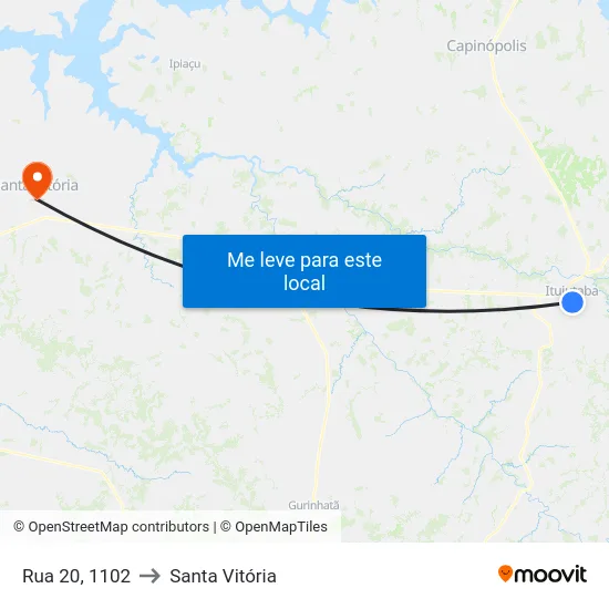 Rua 20, 1102 to Santa Vitória map