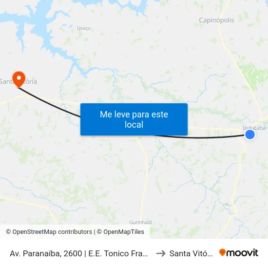 Av. Paranaíba, 2600 | E.E. Tonico Franco to Santa Vitória map