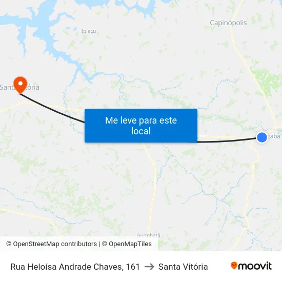 Rua Heloísa Andrade Chaves, 161 to Santa Vitória map