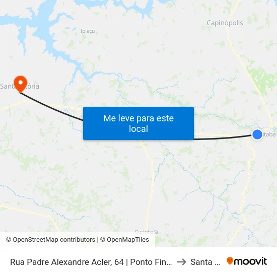 Rua Padre Alexandre Acler, 64 | Ponto Final Do Satélite Andradina to Santa Vitória map