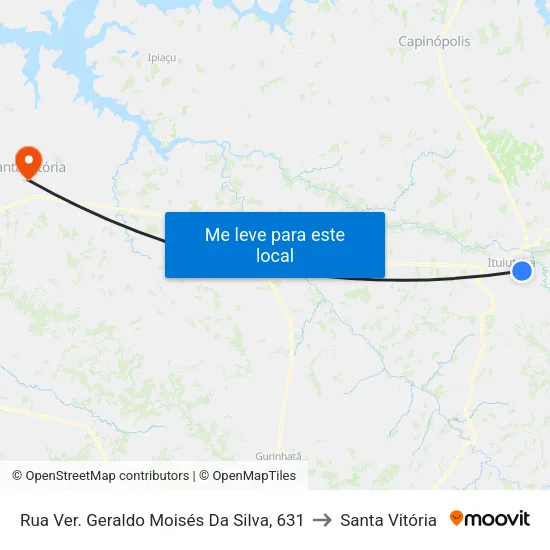 Rua Ver. Geraldo Moisés Da Silva, 631 to Santa Vitória map