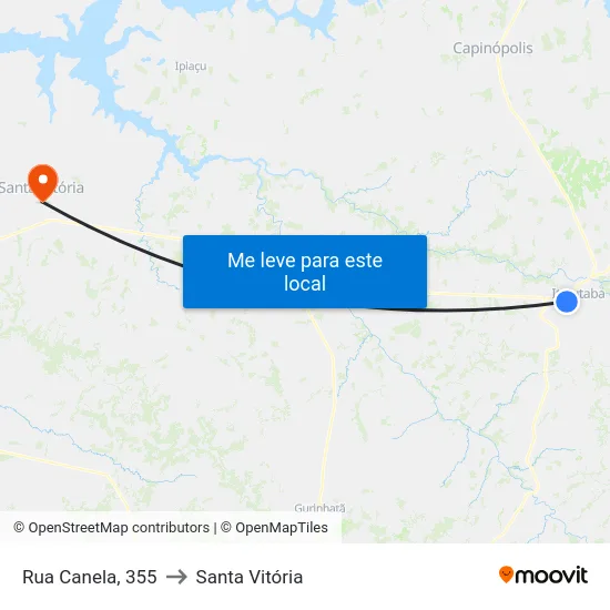 Rua Canela, 355 to Santa Vitória map