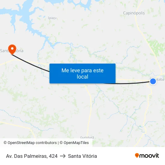 Av. Das Palmeiras, 424 to Santa Vitória map