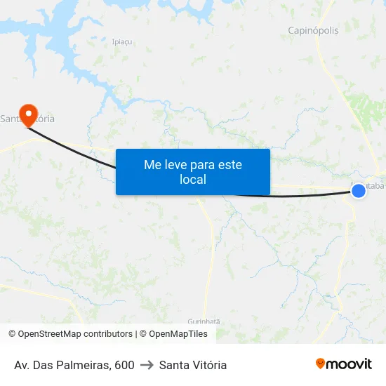 Av. Das Palmeiras, 600 to Santa Vitória map
