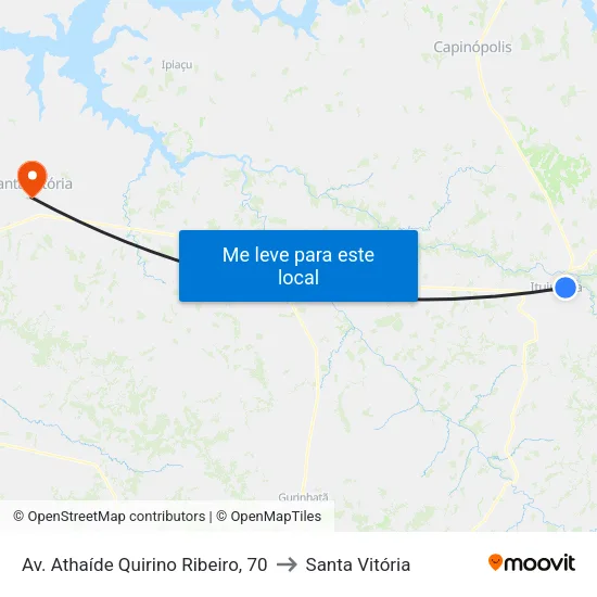 Av. Athaíde Quirino Ribeiro, 70 to Santa Vitória map