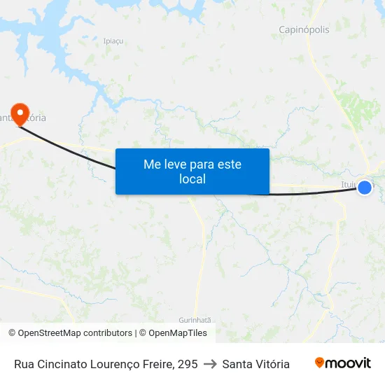 Rua Cincinato Lourenço Freire, 295 to Santa Vitória map