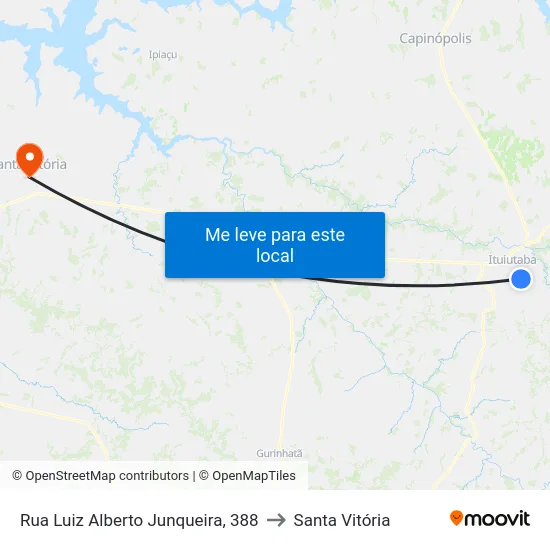 Rua Luiz Alberto Junqueira, 388 to Santa Vitória map