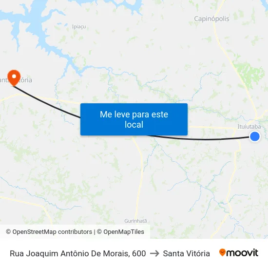 Rua Joaquim Antônio De Morais, 600 to Santa Vitória map
