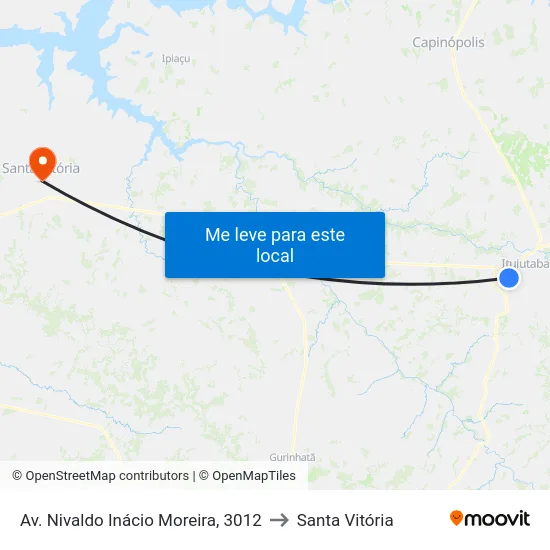 Av. Nivaldo Inácio Moreira, 3012 to Santa Vitória map