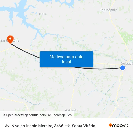 Av. Nivaldo Inácio Moreira, 3466 to Santa Vitória map