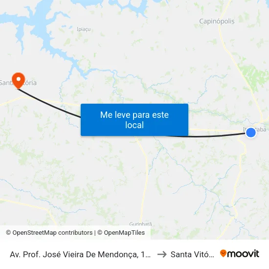 Av. Prof. José Vieira De Mendonça, 1251 to Santa Vitória map