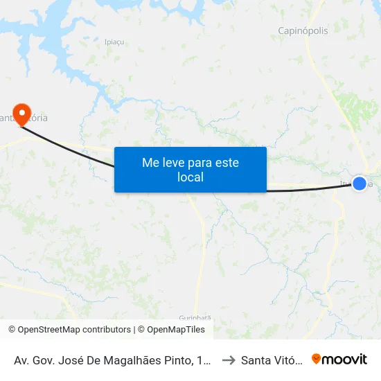 Av. Gov. José De Magalhães Pinto, 1335 to Santa Vitória map