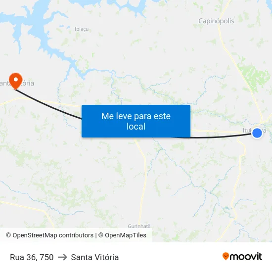 Rua 36, 750 to Santa Vitória map
