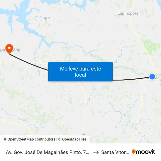 Av. Gov. José De Magalhães Pinto, 745 to Santa Vitória map