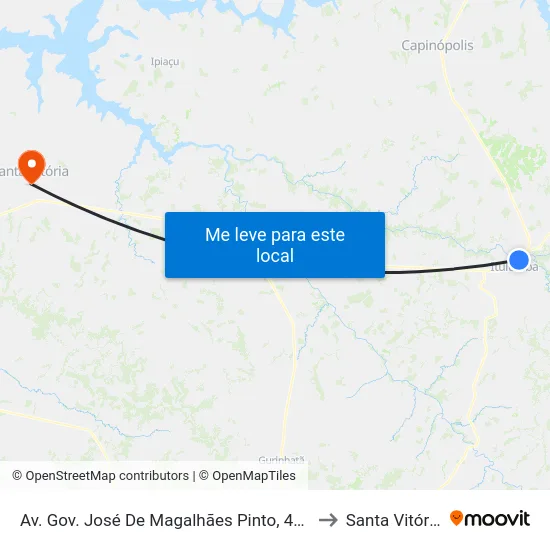 Av. Gov. José De Magalhães Pinto, 455 to Santa Vitória map